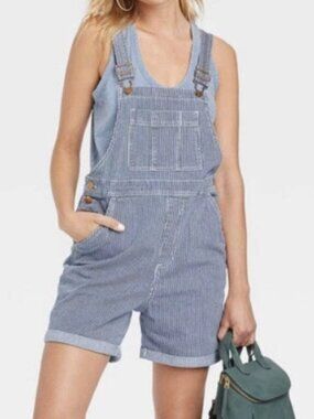 Women's Cotton Denim Boyfriend Shortalls - Universal Thread Blue